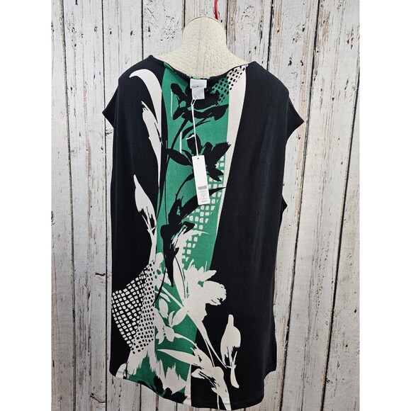 MW Women's 3 16/18 Chico's Travelers‎ Floral Abstract Cap Sleeve Tunic Top NWT - Picture 5 of 9